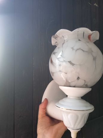 Lampa kinkiet szkło porcelana antyk