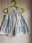 Letnia błękitna bawełniana sukienka w kwiaty h&m falbany r. 74/6-9 m