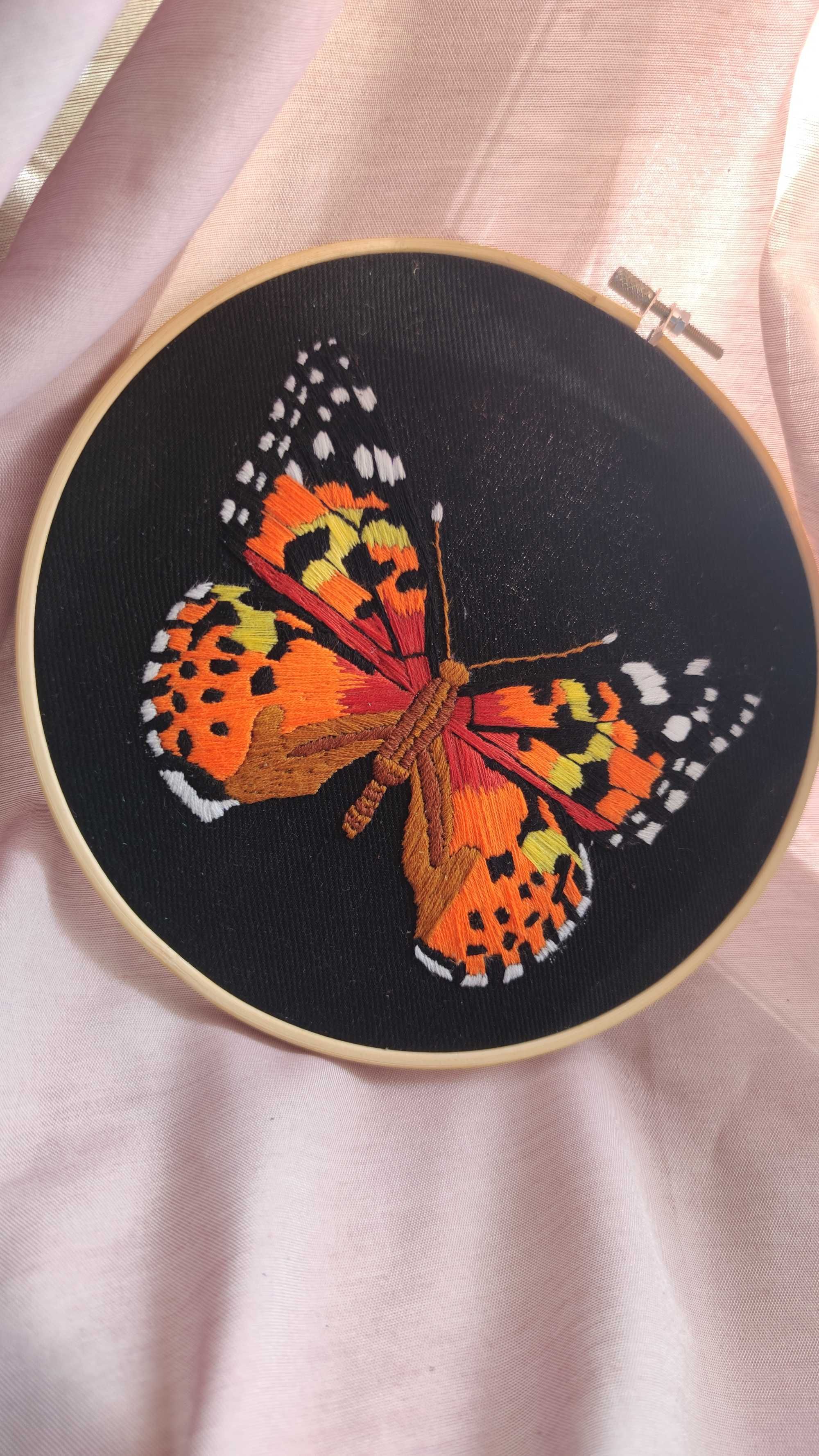 Motyl haft handmade obraz rękodzieło