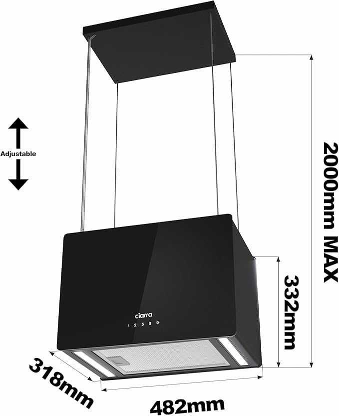CIARRA Okap Kuchenny Wyspowy 48 cm 700 m³/h CBCB4850 WIFI APP (555b)