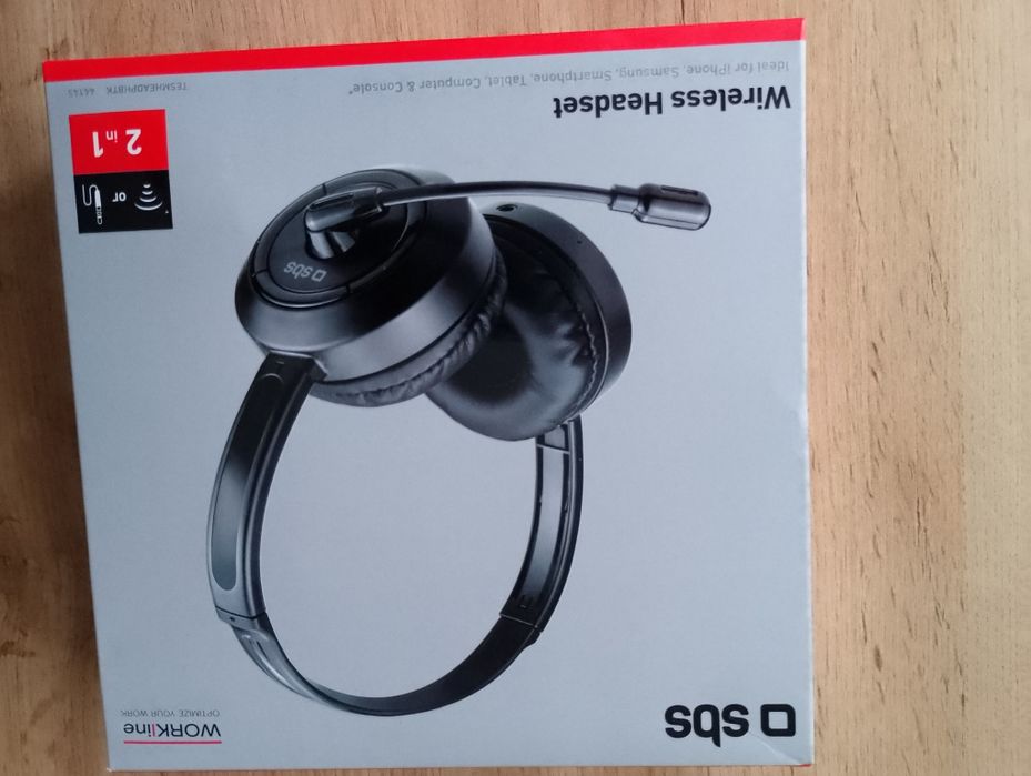 Słuchawki nauszne SBS Work Line TESMHEADPHBTK Czarny