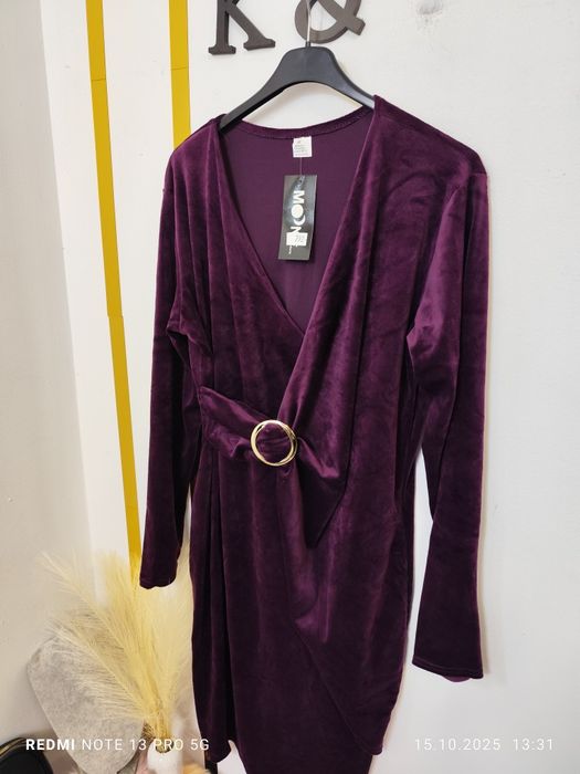 Synek ja , welur , nowa , śliwka , damska , plus size , 4xl ,