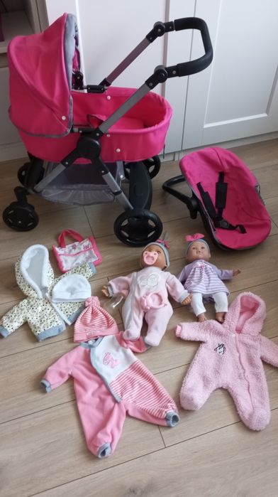Wózek dla lalek Chicco 3w1, lalka smiki, ubranka
