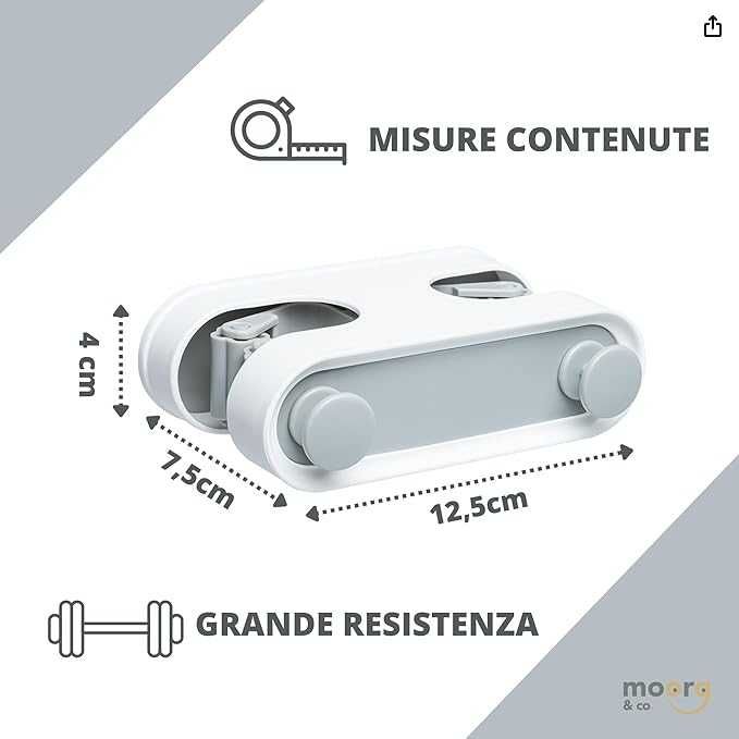 Uchwyt wieszak na szczotki mopy organizer 2 sztuki w zestawie BIALY