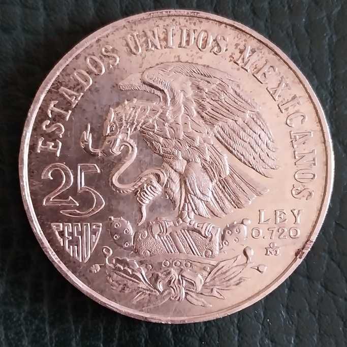 Moeda Jogos Olimpicos México 1968 25 pesos prata