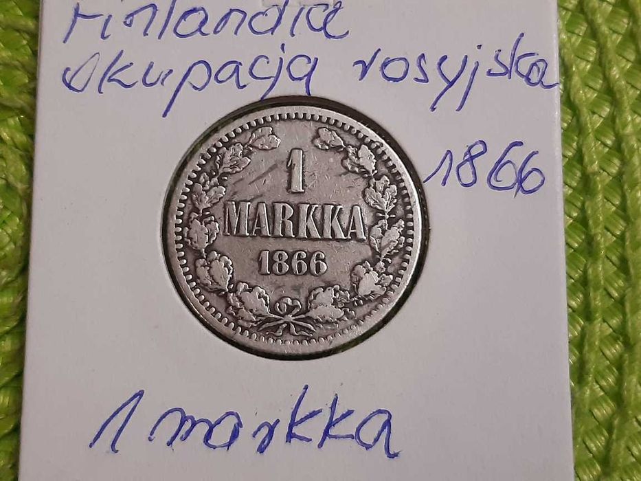 moneta srebrna Finlandii okupacji rosyjskiej z 1866r