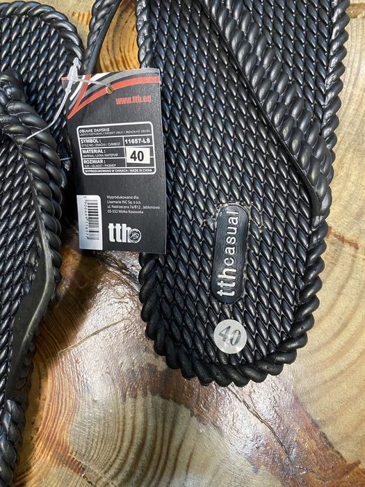 Nowe buty klapki japonki czarne casual TTH 38 na lato wakacje