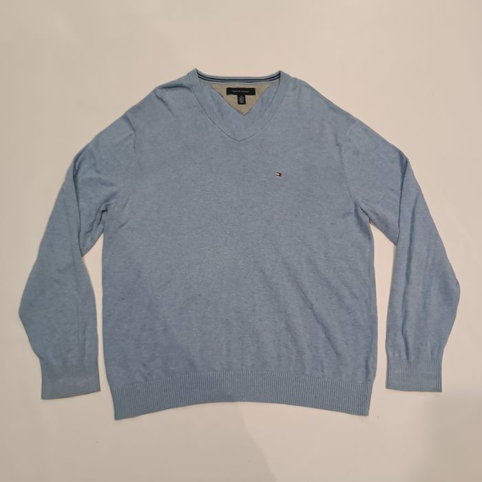 Tommy Hilfiger bawełniany sweter w serek roz,xl/54 bawełna elegancki