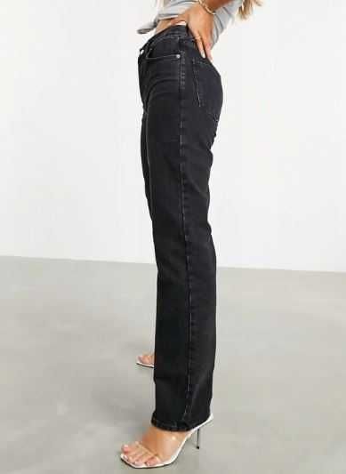 Spodnie jeansowe ASOS czarne W25 L30 prosta nogawka XS S bawełna