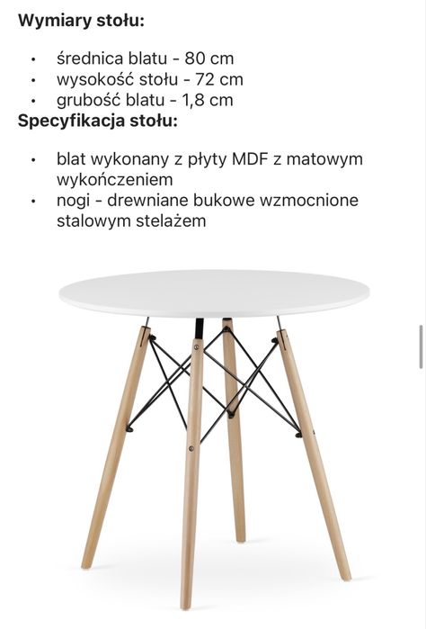 Zestaw stół okrągły + 4 krzesła w stylu skandynawskim: