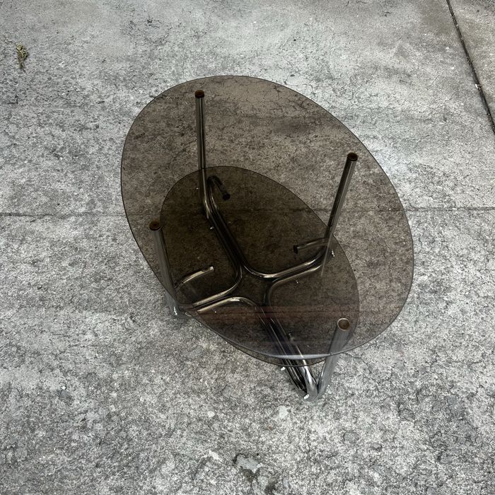 Mesa de Centro Vidro Fumado Cromada Vintage
