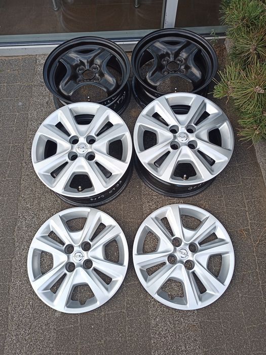 Opel CORSA ADAM Karl 4*100 Felgi struktura+ Kołpaki+ TPSM DEMO jak NOW