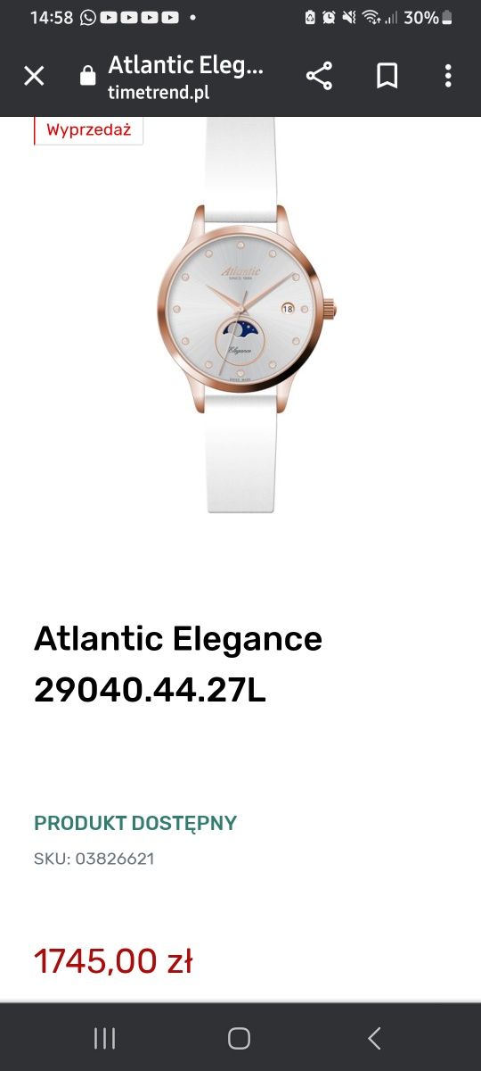 Zegarek ATLANTIC 29040. 44.27 L - Elegance