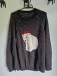 Sweter zimowy z niedźwiedziem w kropki 42 XL