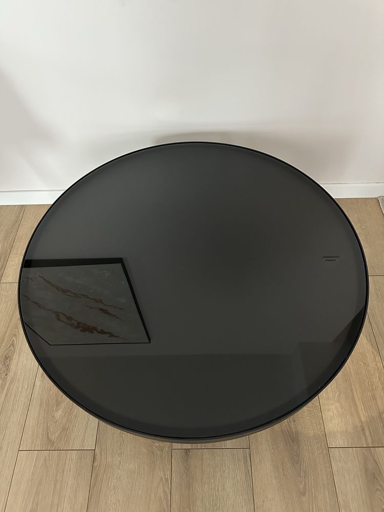 FRÖTORP Stolik kawowy, antracyt imitacja marmuru/czarny szkło, 88 cm