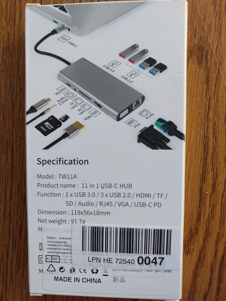 10 sztuk - Hub USB C, stacja dokująca, adapter USB C 11 w 1 z 4K HDMI