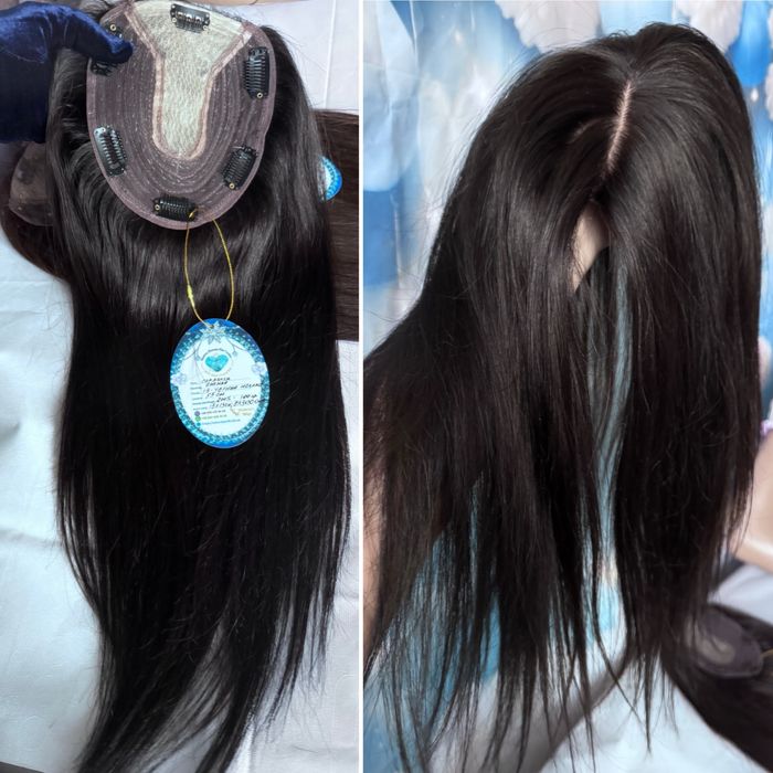 Натуральная накладка большая основа шёлк кожа славянка черные волосы