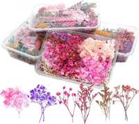 4 pudełka z naturalnymi suszonymi kwiatami DO ŻYWICY DIY