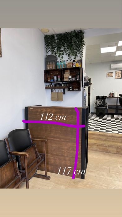 Recepcja do salonu beauty biurko drewno + stal