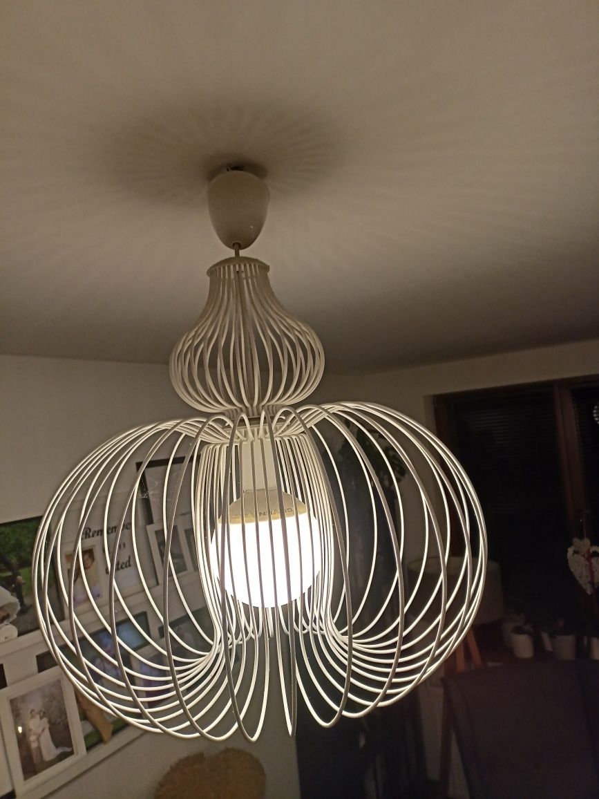 Lampa klosz druciany loft biała dekoracyjna