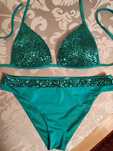 strój kąpielowy Calzedonia push-up 80B / 75C / 70D bikini figi M cekin