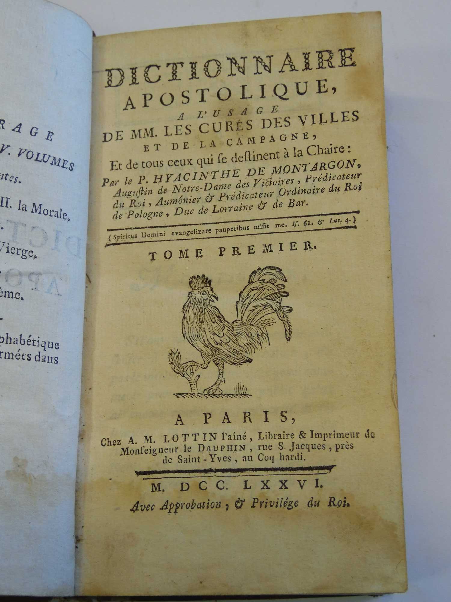 Dictionnaire Apostolique, 14 volumes, 1776