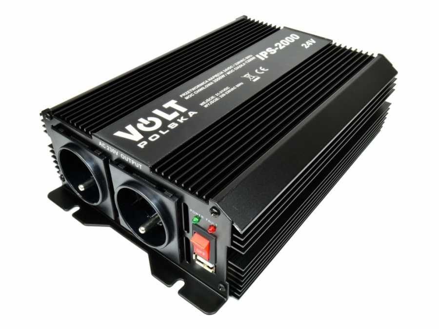 Przetwornica napięcia inwerter 24/230V 1300/2000W IPS volt polska usb