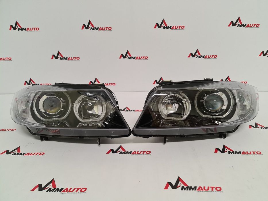 Faróis Angel Eyes BMW Série 3 E90 E91 Pré-Lci Look Xenon