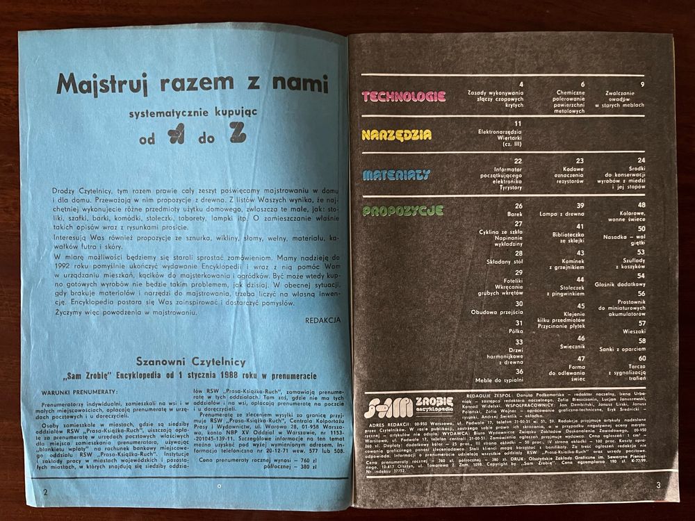 Stare czasopisma Sam zrobię 1986, 1988, 1989