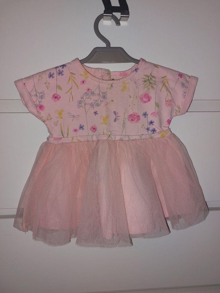 Sukienka różowa tiulowa w kwiaty 56-62 cm Mothercare