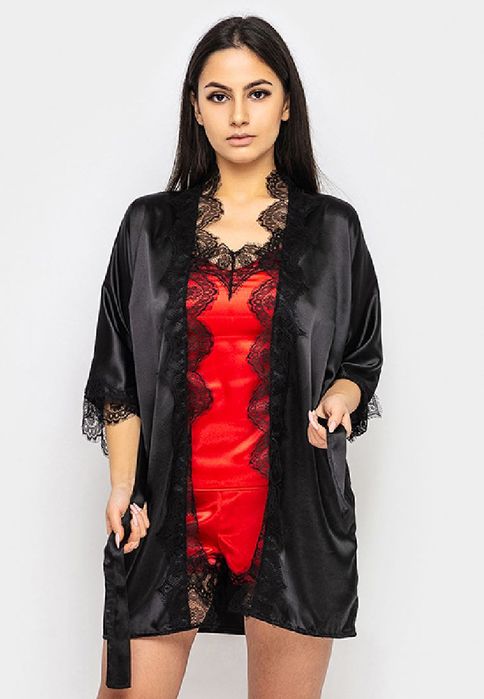 Жіноча піжама майка і шорти з халатом, є великі розміри