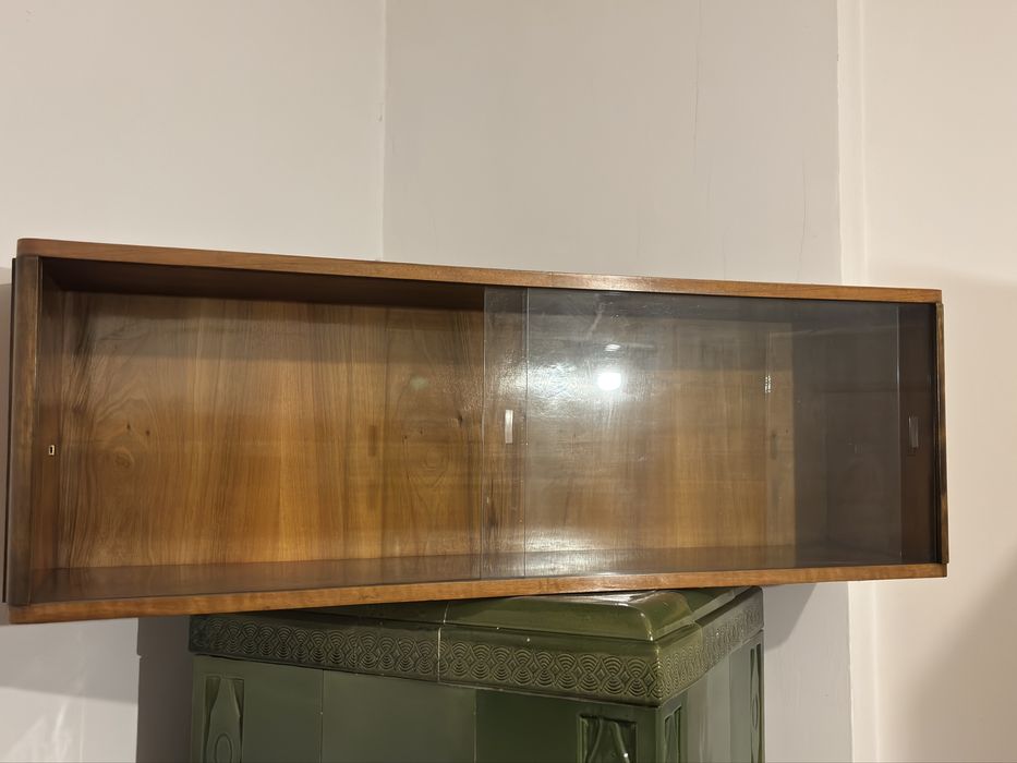 Witryna wisząca PRL, szkło przesuwne, 114 cm