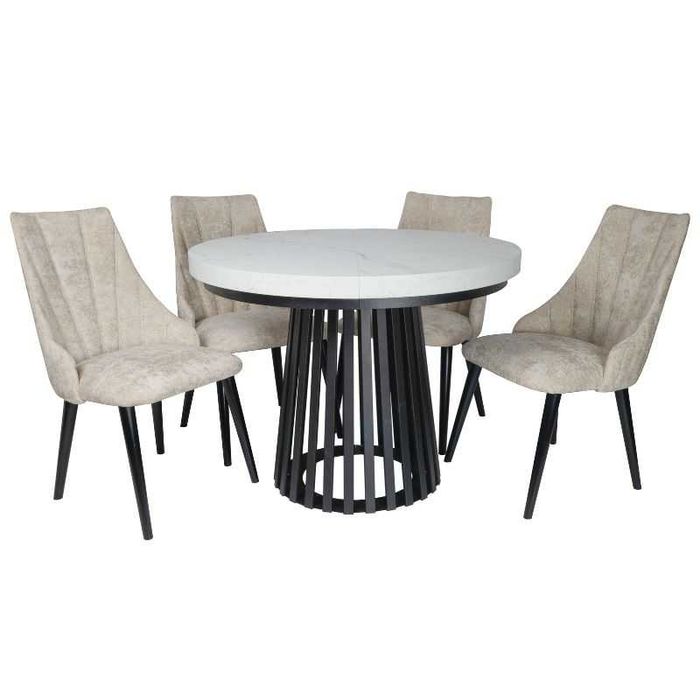 Stół okrągły, noga lamel-metal