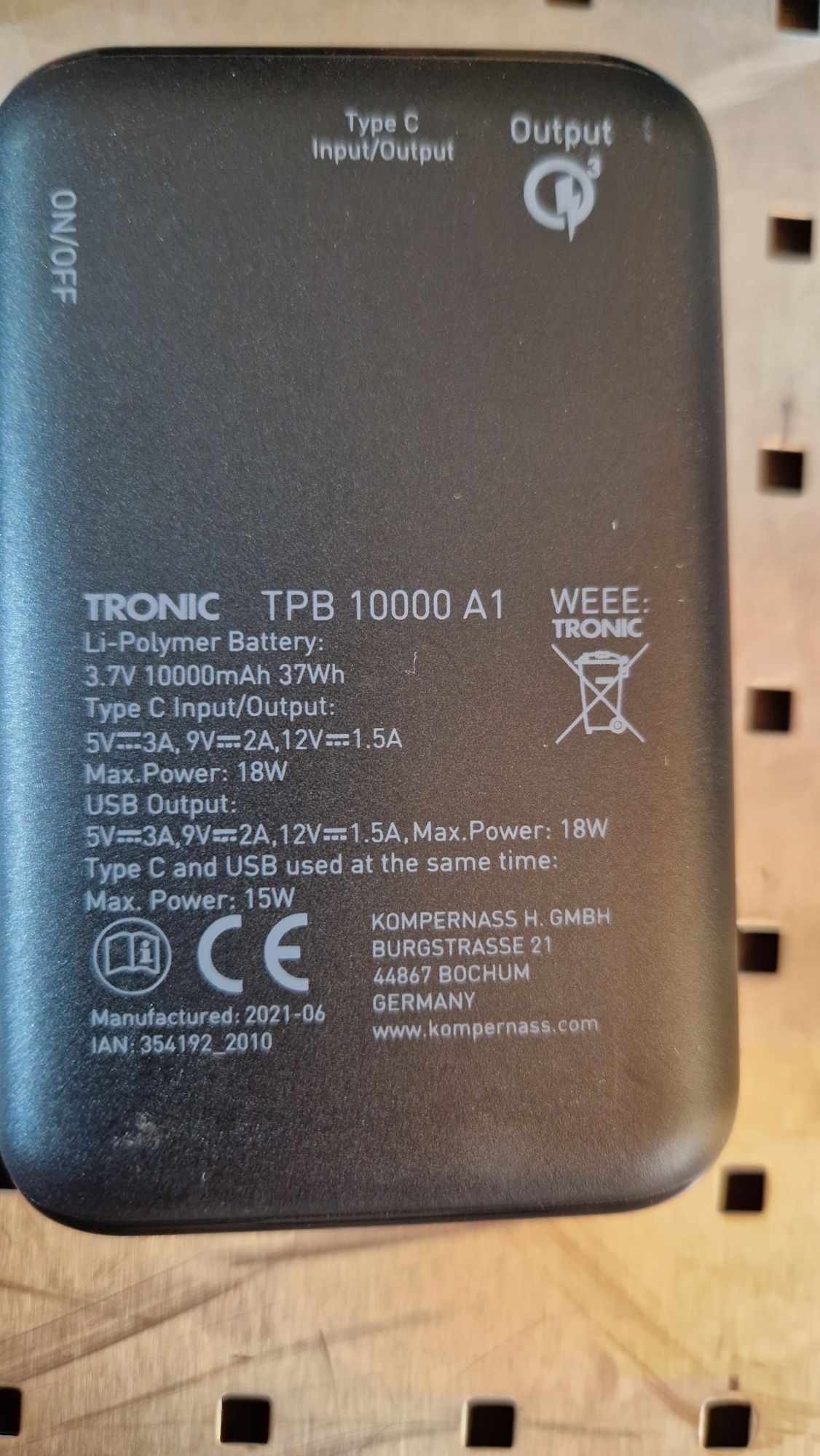 Швидкісний павербанк Tronic 10000mAh USB C