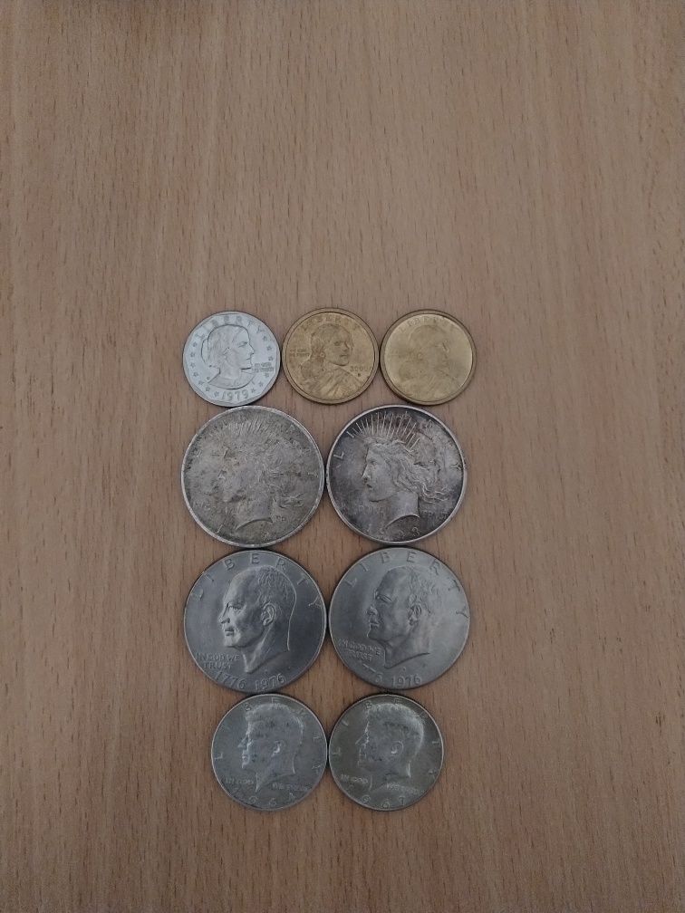 Half dollar,One dollar.Набор монет.