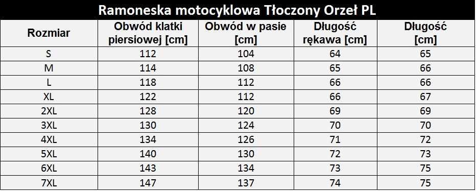 Ramoneska motocyklowa Skórzana Regulacja Wytłoczony Orzeł logo Polski