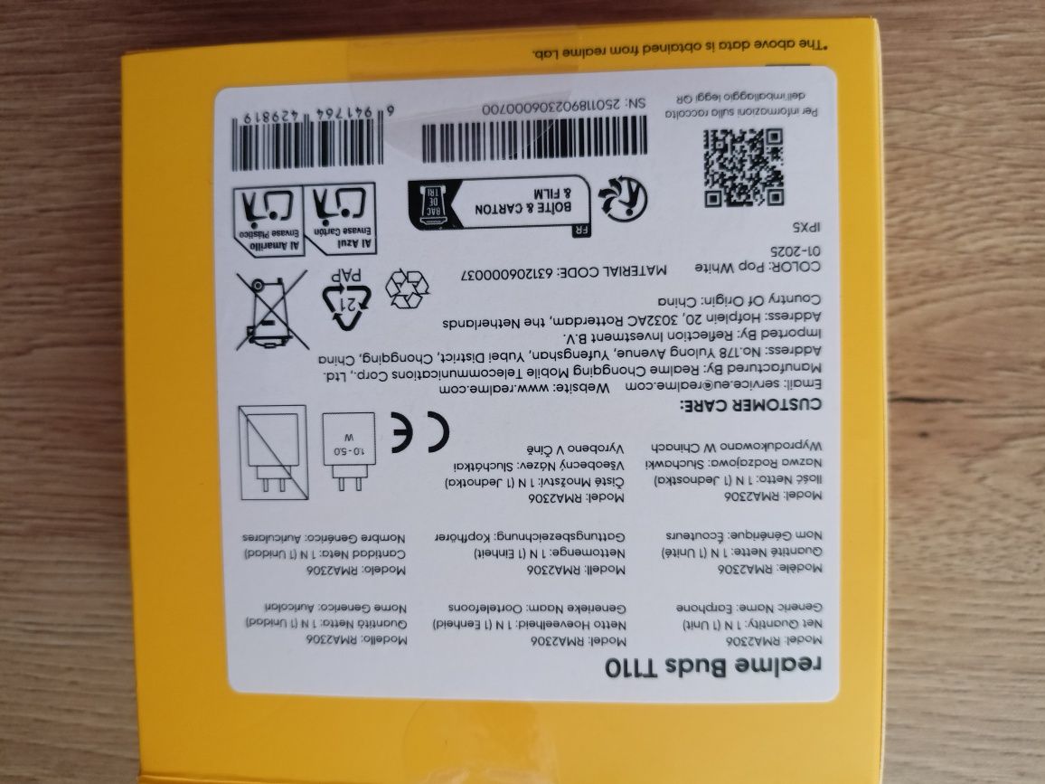 Słuchawki bezprzewodowe Realme Buds T110 model RMA2306