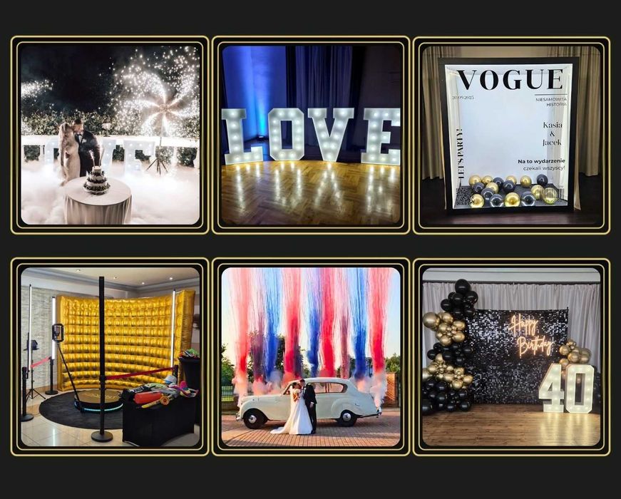 Fotobudka fotobudka 360 vogue wiatraki iskier ścianka balonowa