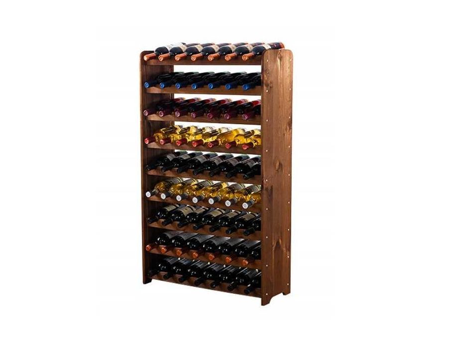 63 butelki REGAŁ NA WINO 112 cm wysokość Stojak Kolor Olcha Nowy (S06)