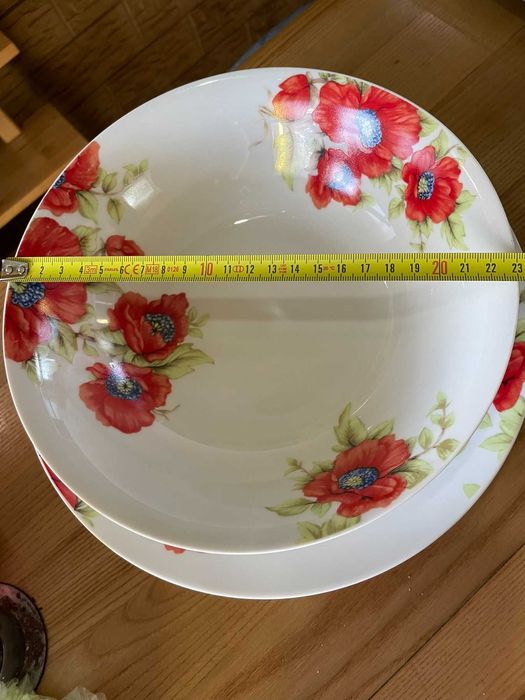 Набір 6+1 тарілок великих 27 см, порцеляна Італія, набір посуду,сервіз