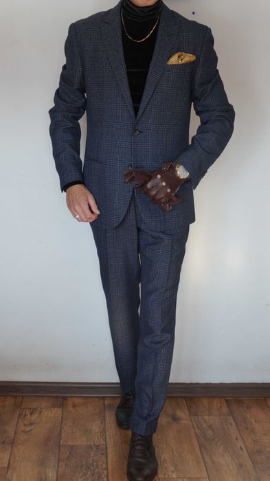 Garnitur Medicine Roz. M Kol. Granatowy Krata Slim Fit