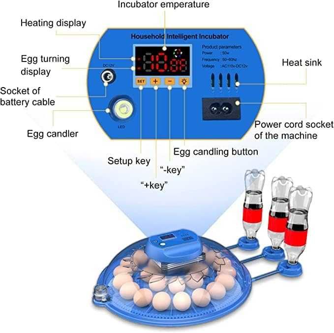Inkubator automatyczny do jaj z ekranem LED - do 26 kurzych jaj