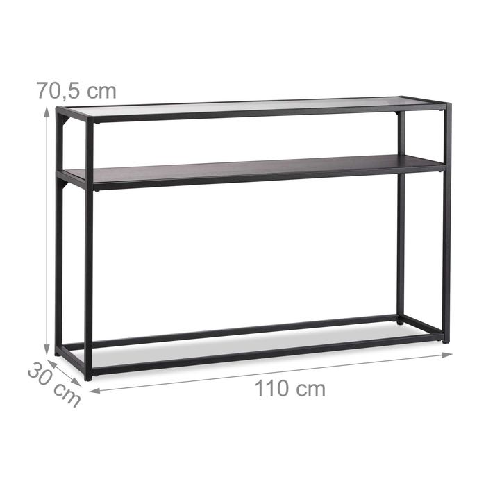 Stolik konsolowy ze szklanym blatem czarny Relaxdays