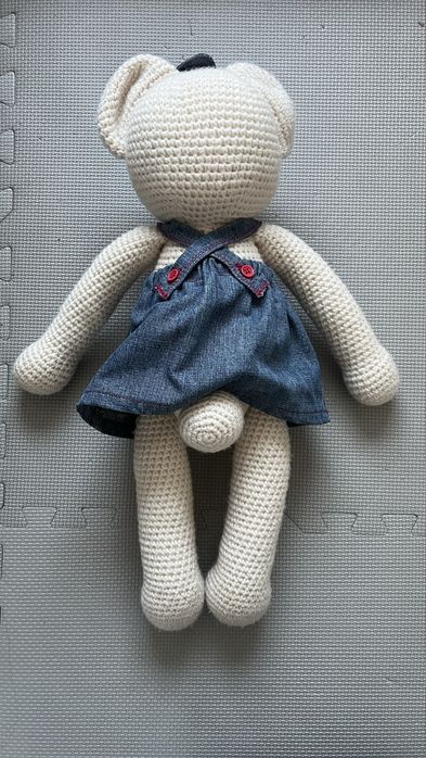 NOWA maskotka na szydełku miś lalka w sukience handmade