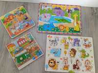 Puzzle, sortery. Drewniane. 4 szt.