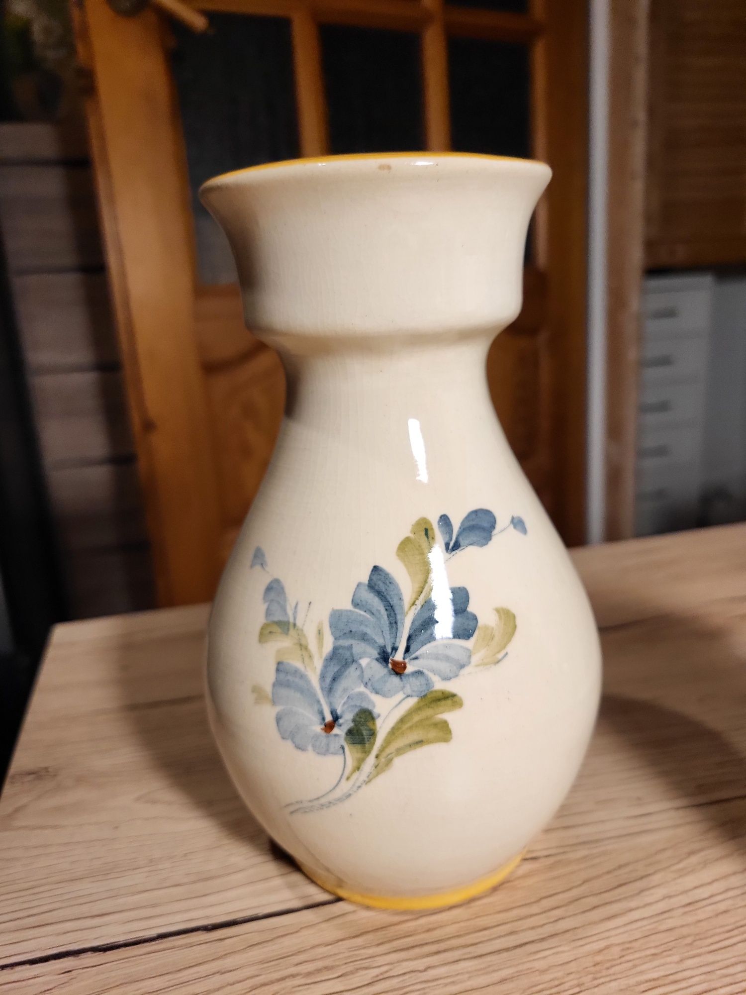 Wazon ceramiczny vintage kwiaty handmade malowany ręcznie 20 cm Made i