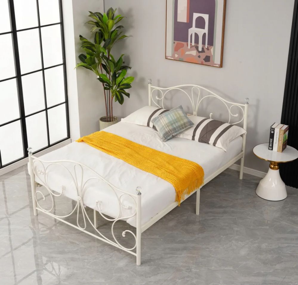 Łóżko dwuosobowe metalowe białe 140 x 200cm *darmowa wysyłka*