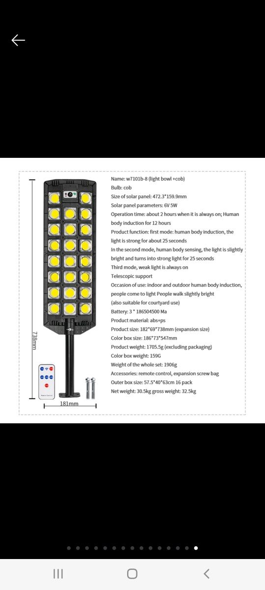 Lampa solarna z panelem fotowoltaicznym  1000w 12tyś lumenów  Najmocni