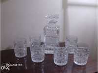 Garrafa de cristal da Boémia com 6 copos