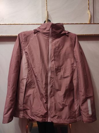 Жіноча куртка демісезонна 2 в 1 подвійна з фліскою водовідштовхуюча